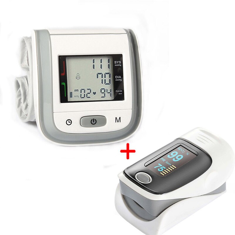 Loodom Finger Pulse Oximeter OLED Digital Arm Blood Pressure Monitor Sphygmomanometer Upper Cuff Health Care Heart Beat Meter: Grey