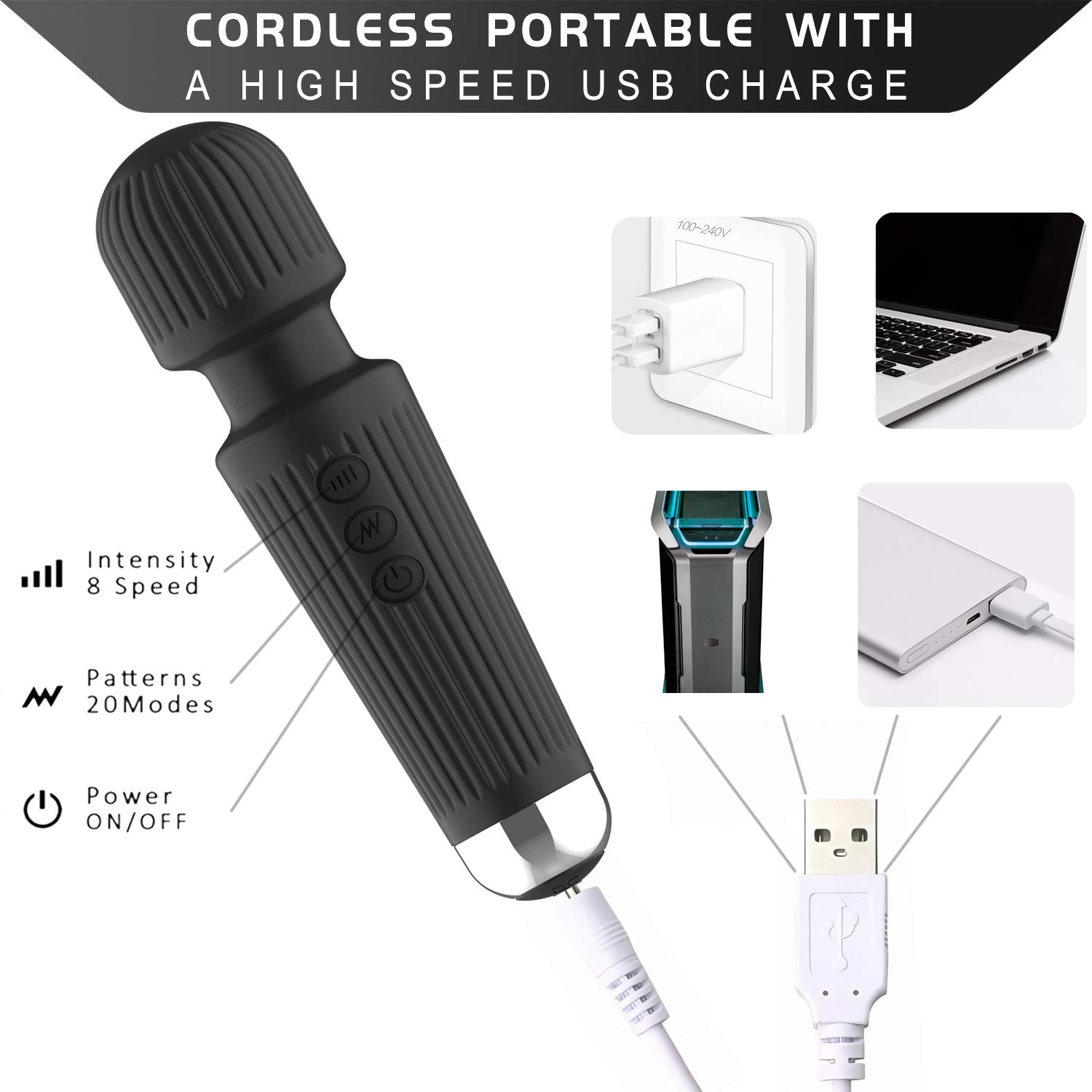 2 Pack Vervanging Dc Oplaadkabel 2.5Mm Usb Adapter Cord Snel Opladen Cord, Geweldig Voor Meest Wand Massager