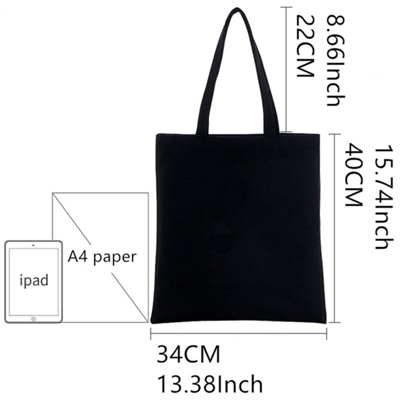 Zwarte Klaver Tote Tas Unisex Canvas Boodschappentassen Gedrukt Casual Schoudertas Opvouwbare Black