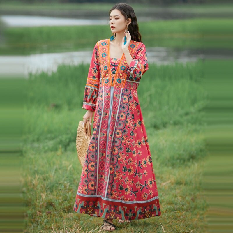 slim fit dress slacks Tall Boho Floral Print Maxi Dress