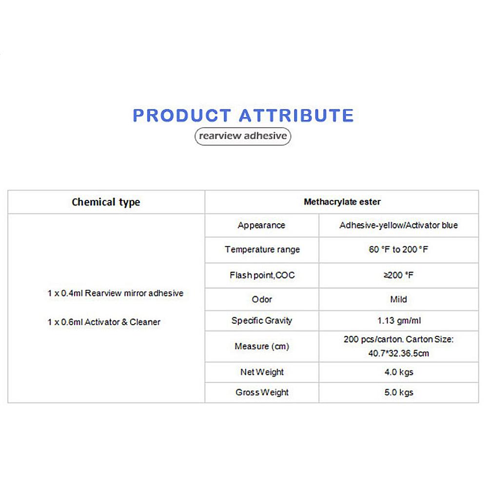 Car Rearview Mirror Adhesive Strength Permanent Rearview Mirror Adhesive Glue