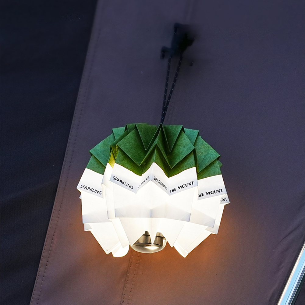Pantalla de lámpara de papel de piña con cuerda ajustable, pantalla de luz para acampar al aire libre, pantalla plegable para acampar y hacer senderismo