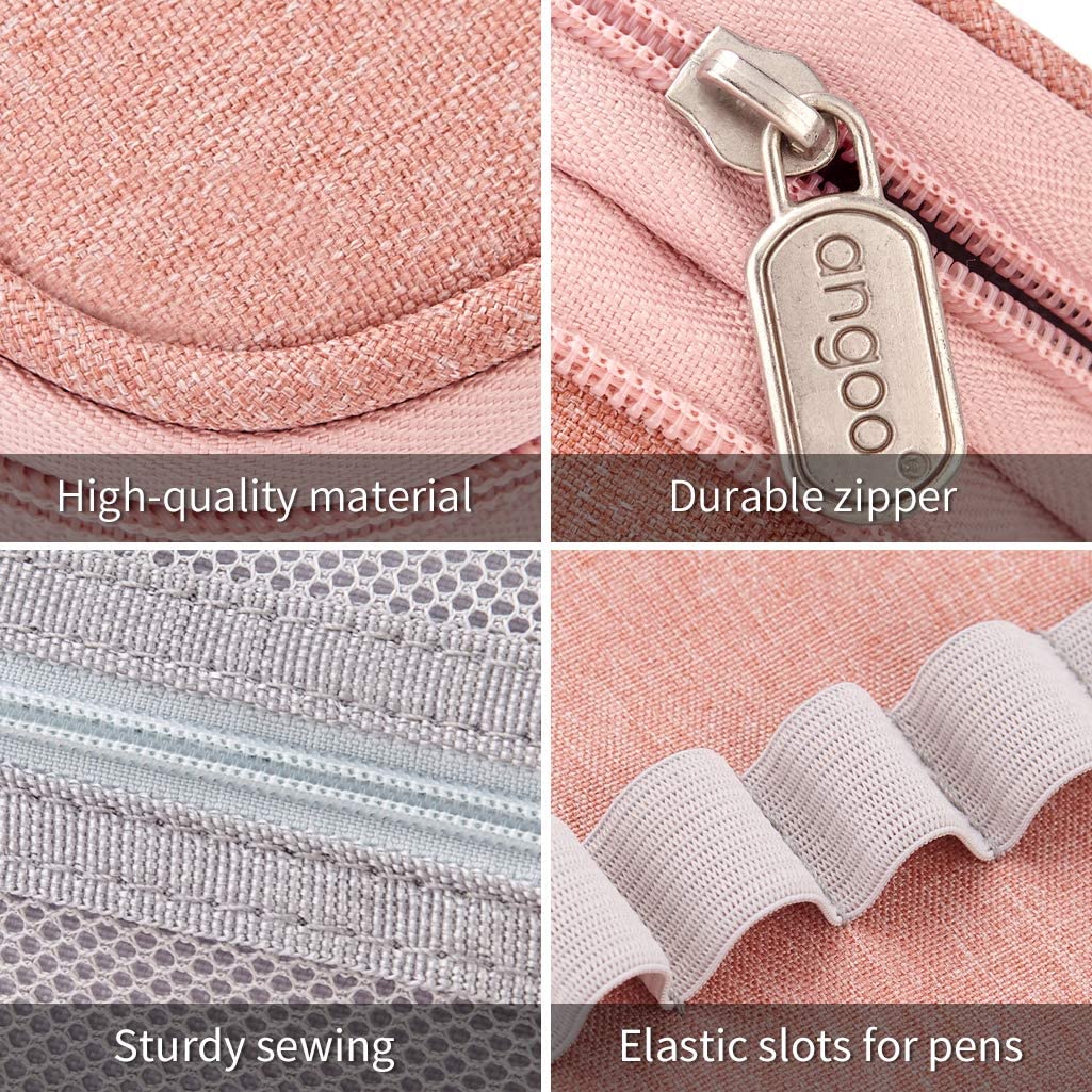 Angoo Cute Foldable School Pencil Case Cute Big Capacity Pencil Pouch Canvas Large Pencil Bag Makeup Bag for Teen School