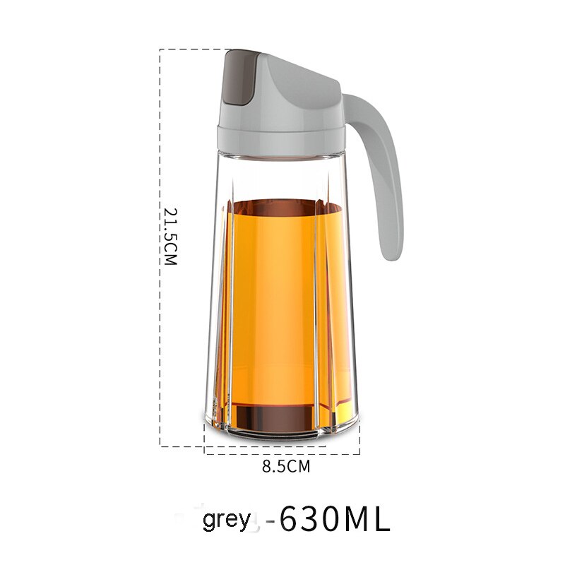 Leakproof Glass Oil Bottle Kitchen Oil Pot Automatic Opening Seasoning Can Condiment Dispenser Olive Oil Contanier with Handle: C