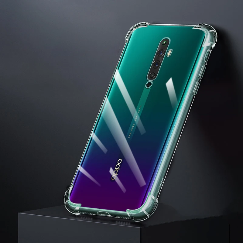 Carcasă de telefon transparentă din silicon moale pentru oppo reno 2, reno 2 z f 2z 2f 10x , zoom ace ace 2 6.4 5g, airbag, carcasă spate transparentă rezistentă la șocuri: Nailon