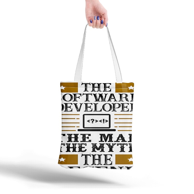 Lerret tote bag shopping reise kvinner øko gjenbrukbare skulder shopper vesker harajuku høy kapasitet shopping bolsa: Stil 4