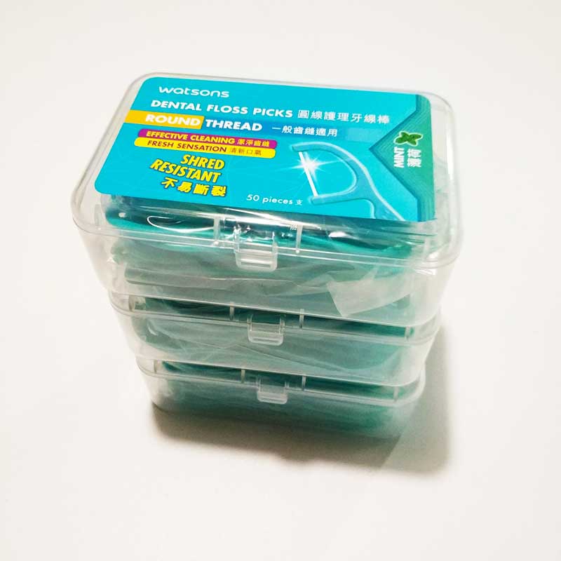 Watsons 150 pcs / 3 box Mint Flavour Dental Floss Pick Flosser GOOD
