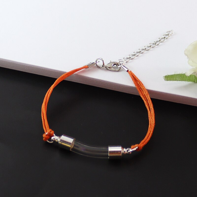 2Stck Glas Rohr Urne Armbinde Mit Schwarz Kabel Feuerbestattung Schmuck Denkmal Schmuck für Asche Andenken Urne Armbinde: Orange Kabel