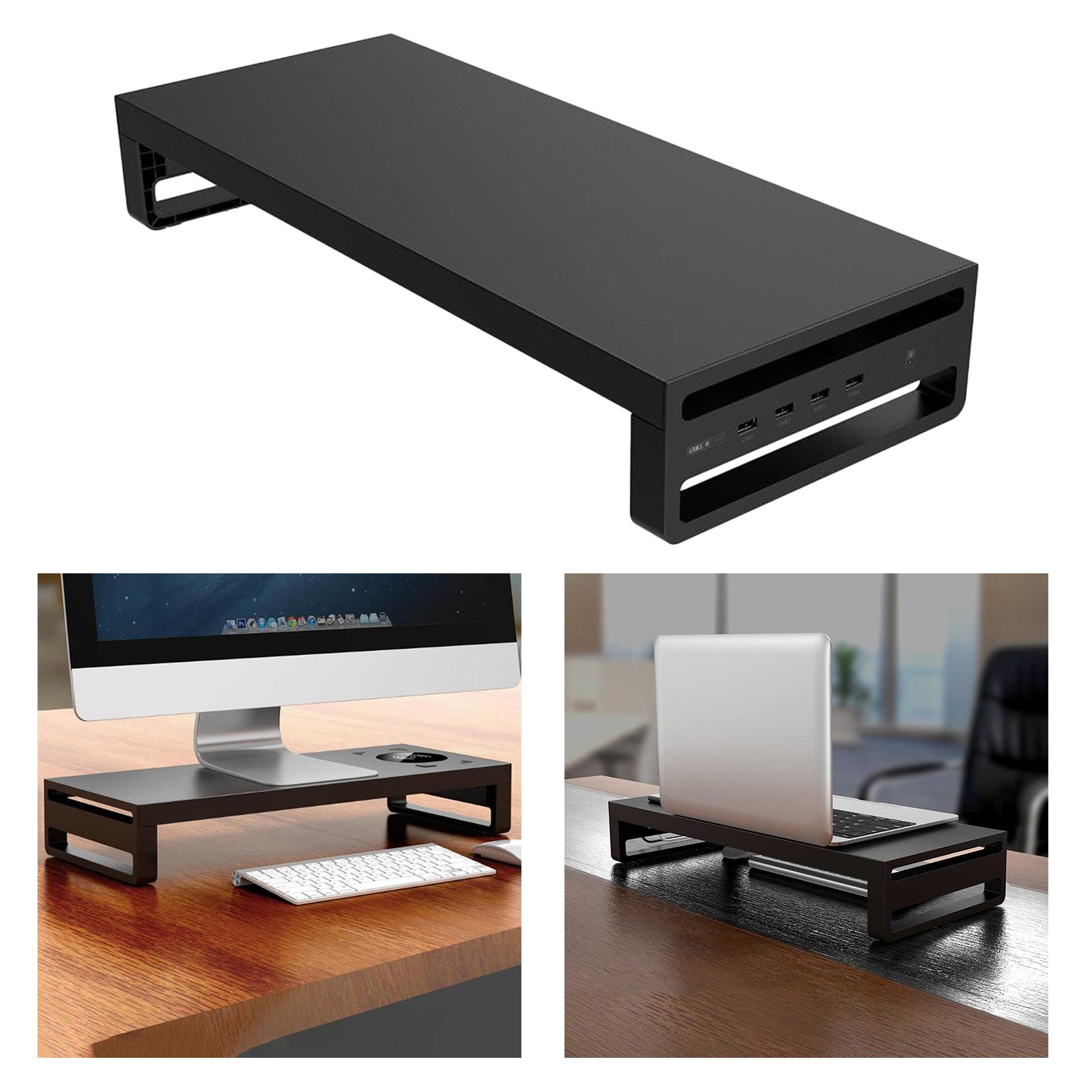 Aluminum Laptop PC Monitor Desk Stand Riser Support Office Table Organizer