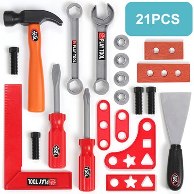 Caja de herramientas de reparación para niños, herramienta de reparación de simulación de taladro eléctrico, destornillador, conjunto de juguetes de reparación, juguete para: 21pcs set