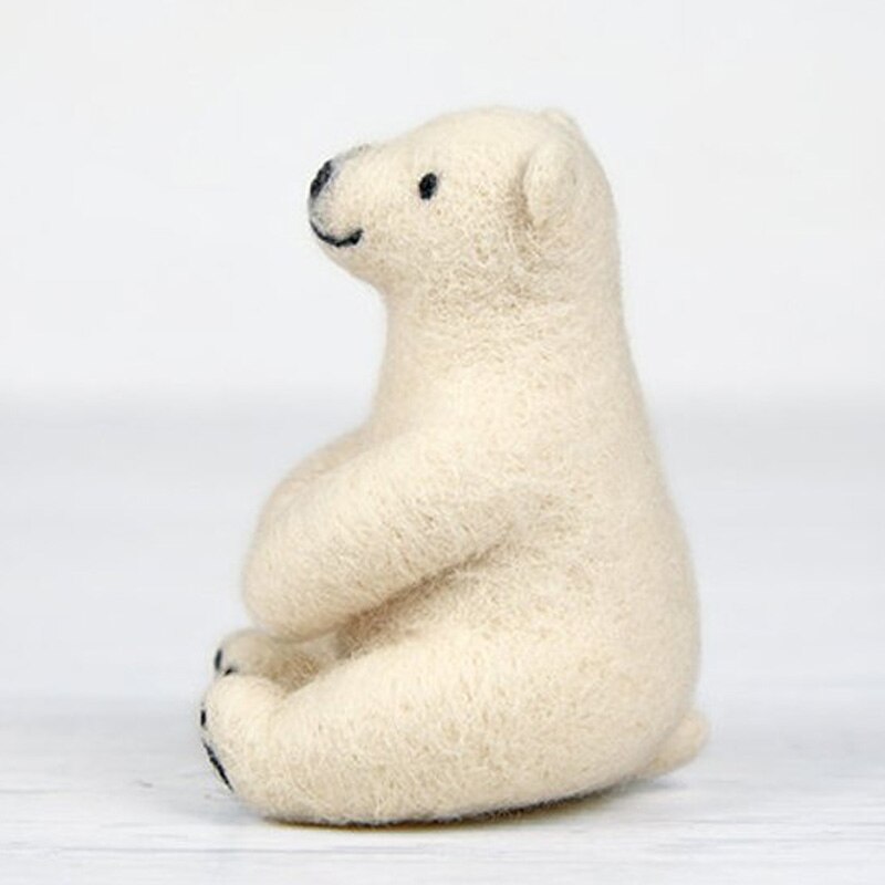 Polar Bear Wool Felt Craft DIY Non Finished Poked Set Handcraft Kit for Needle Material Pack