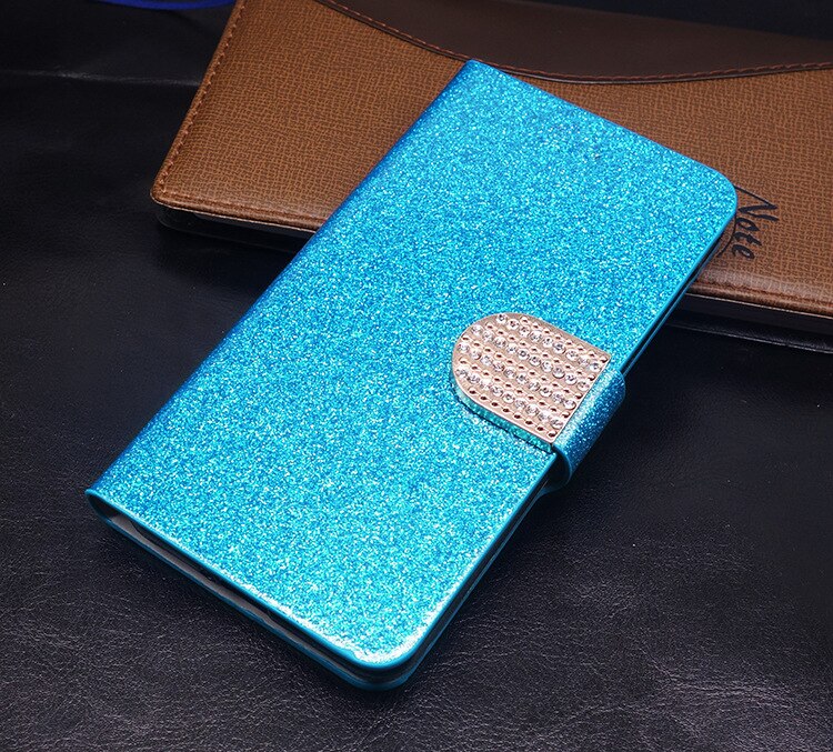 Wallet Flip Case For Honor 7S DUA-LX2 DUA-L22 Case 5.45'' PU Leather Fundas For Huawei Honor 7S 7 S Honor7S Cover: Blue With Diamond