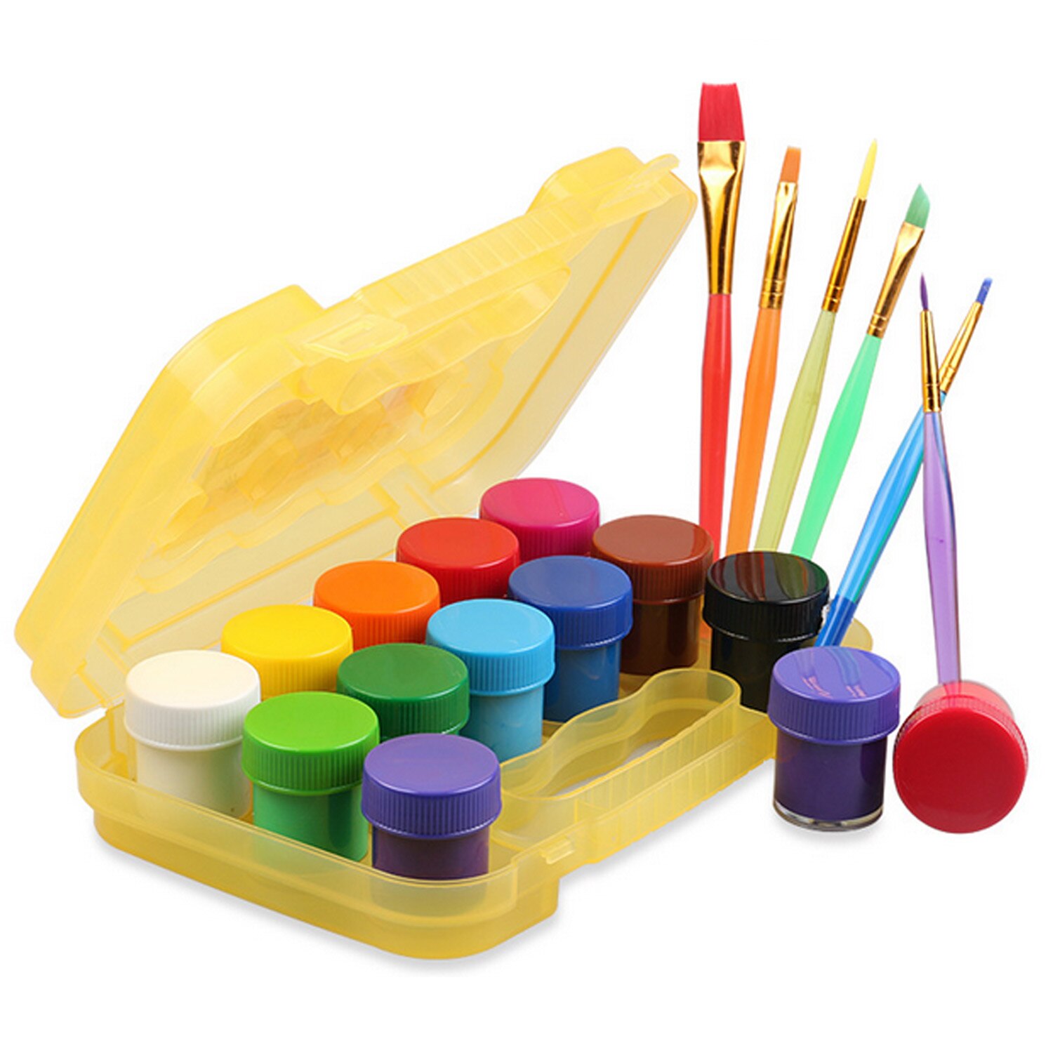 Washable Finger Paint Set with 12 Bright Colors Paint and 6 Brushes for Children Kids Toddlers DIY Crafts Painting