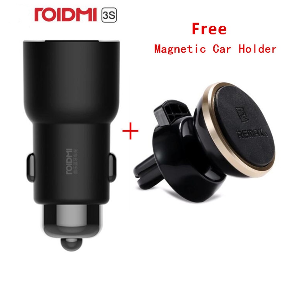 ROIDMI 3S Bluetooth 5V 3.4A Car Charger Music Player FM Smart APP + Magnetic Car holder for Smartphone