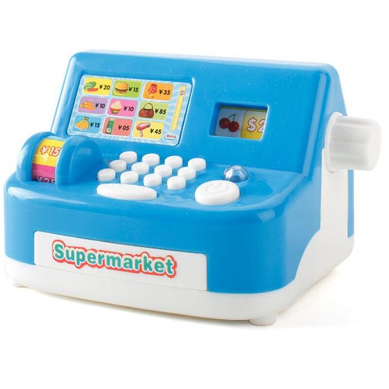 Gesimuleerde Elektronische Winkel Speelgoed, Supermarkt Kleine Huishoudapparatuur Kassa Speelgoed, Tellen Speelgoed Voor Kids Banking Spelen: blue