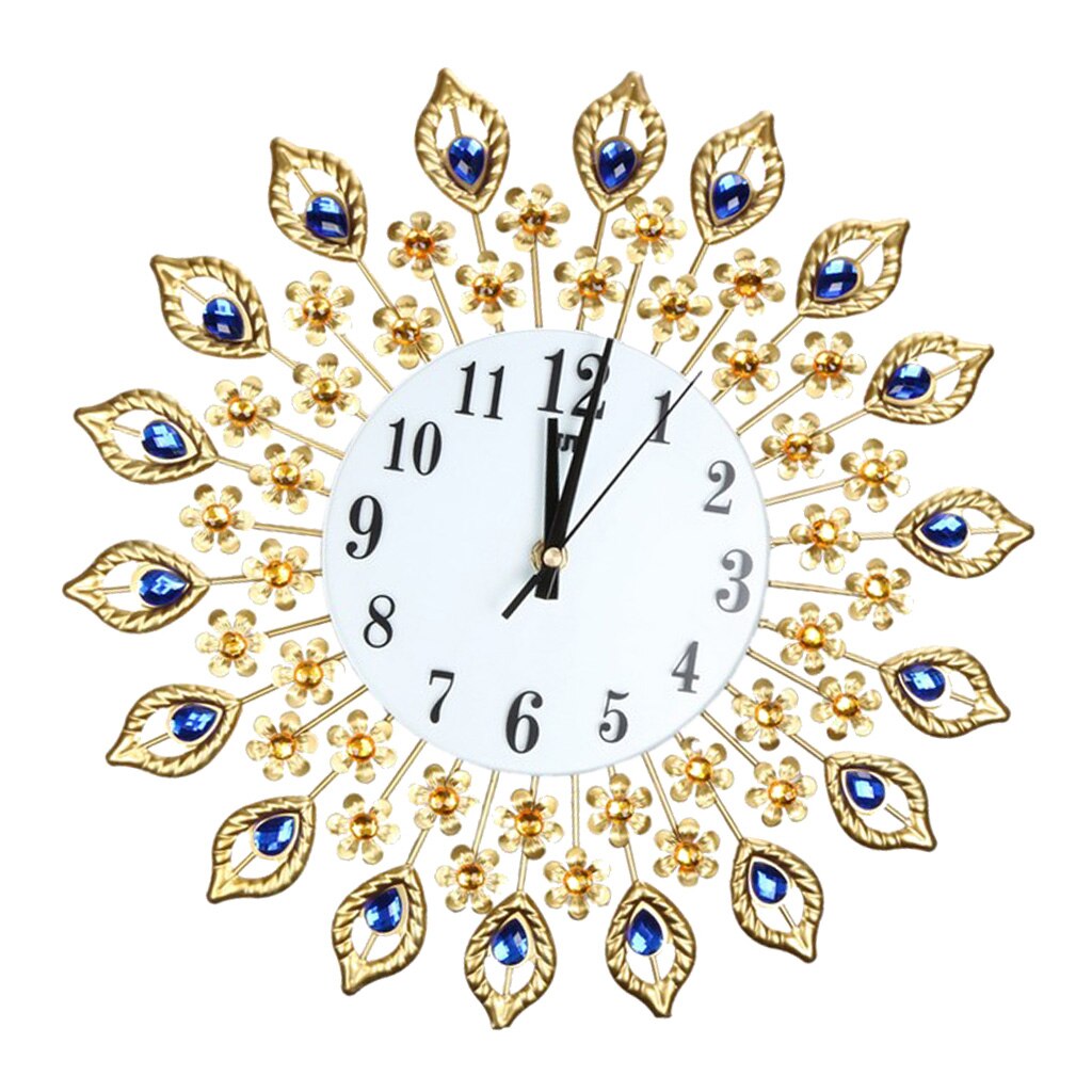 Digital Wall Clock Peacock Crystal Diamond Clock for Office Room Home Decor