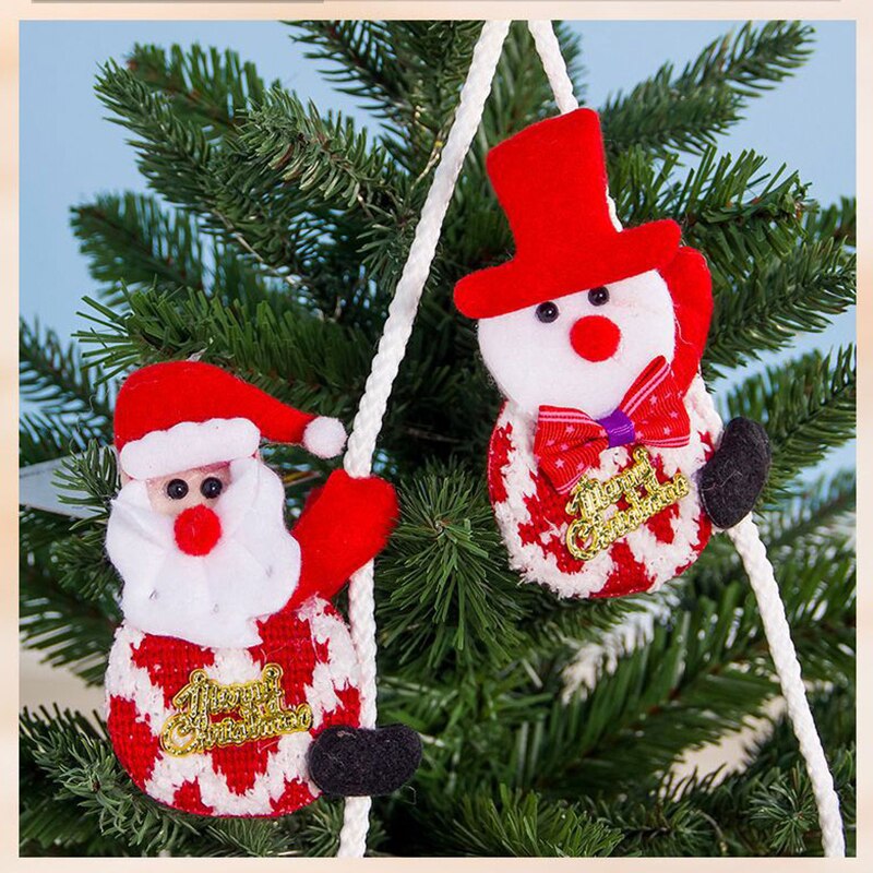 Kerst Stof Dubbele Klimmen Touw Bel Hanger Kerst Decoratie Klimmen Touw Santa, Jaar Decoraties TSLM1