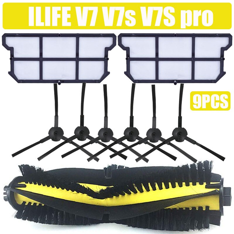Repuestos para aspiradora ILIFE V7 V7s V7S pro, cepillo principal lateral, filtro hepa, a prueba de polvo: Verde claro