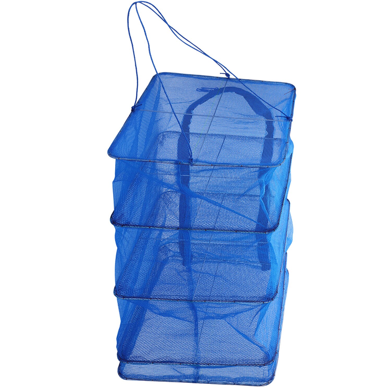 Sougayilang Foldable Hanging Drying Fish Net 3 Layer Universal Prawn Crab Dryer Hanger Convenient Double Zipper Fishing Tool