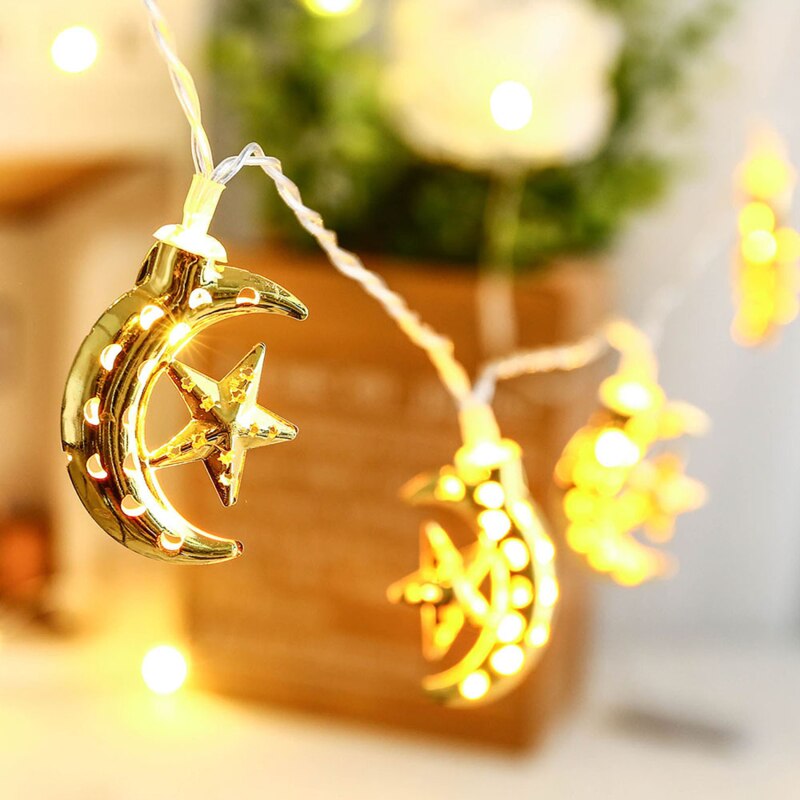 1.5M 10led Eid Mubarak Moon Star Palace Licht Led String Islamitische Moslim Festival Party Home Decoratie Ramadan Kareem Ornament