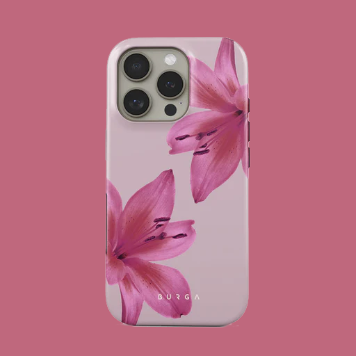 Rosa stort blomster-burga-telefondeksel til iphone 16 15 14 13 12 11 x xr xsmax 7 8 pro max Plus luksuriøst dobbeltlags bakdeksel