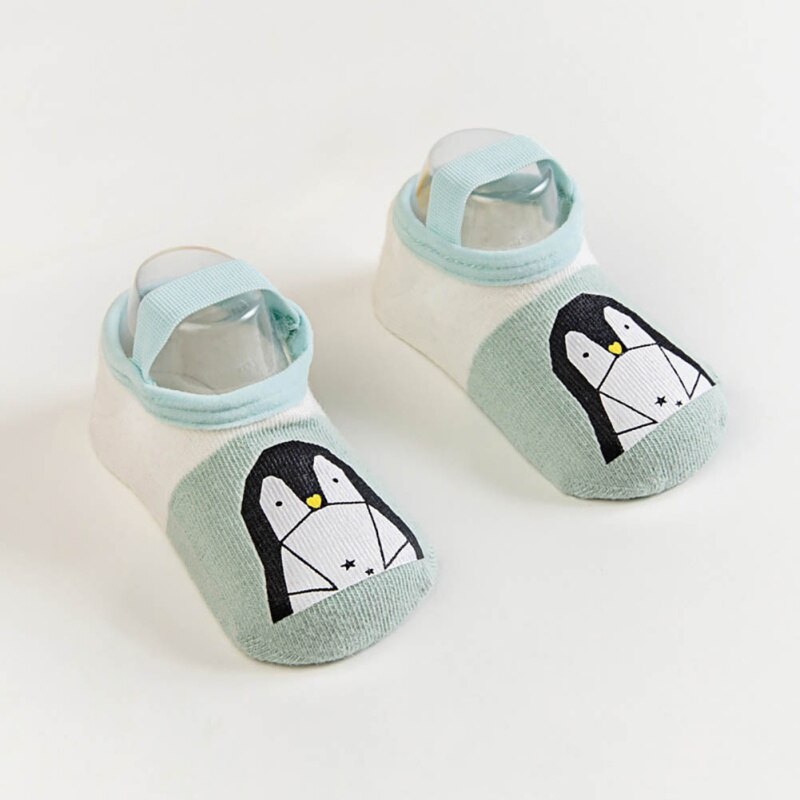 Chaussettes bébé avec bande élastique coton bébé enfant en bas âge anti-dérapant chaussettes de sol mignon dessin animé infantile anti-dérapant chaussettes bébé fille garçon chaussettes: D / 1-3Y