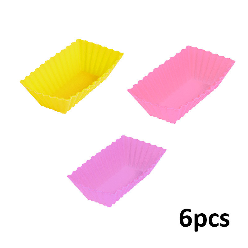 12 stuks siliconen cake cupcake cup cake tool bakvorm siliconen bakvorm cupcake en muffin cupcake voor doe-het-zelf in willekeurige kleur: 6 stuks rechthoek