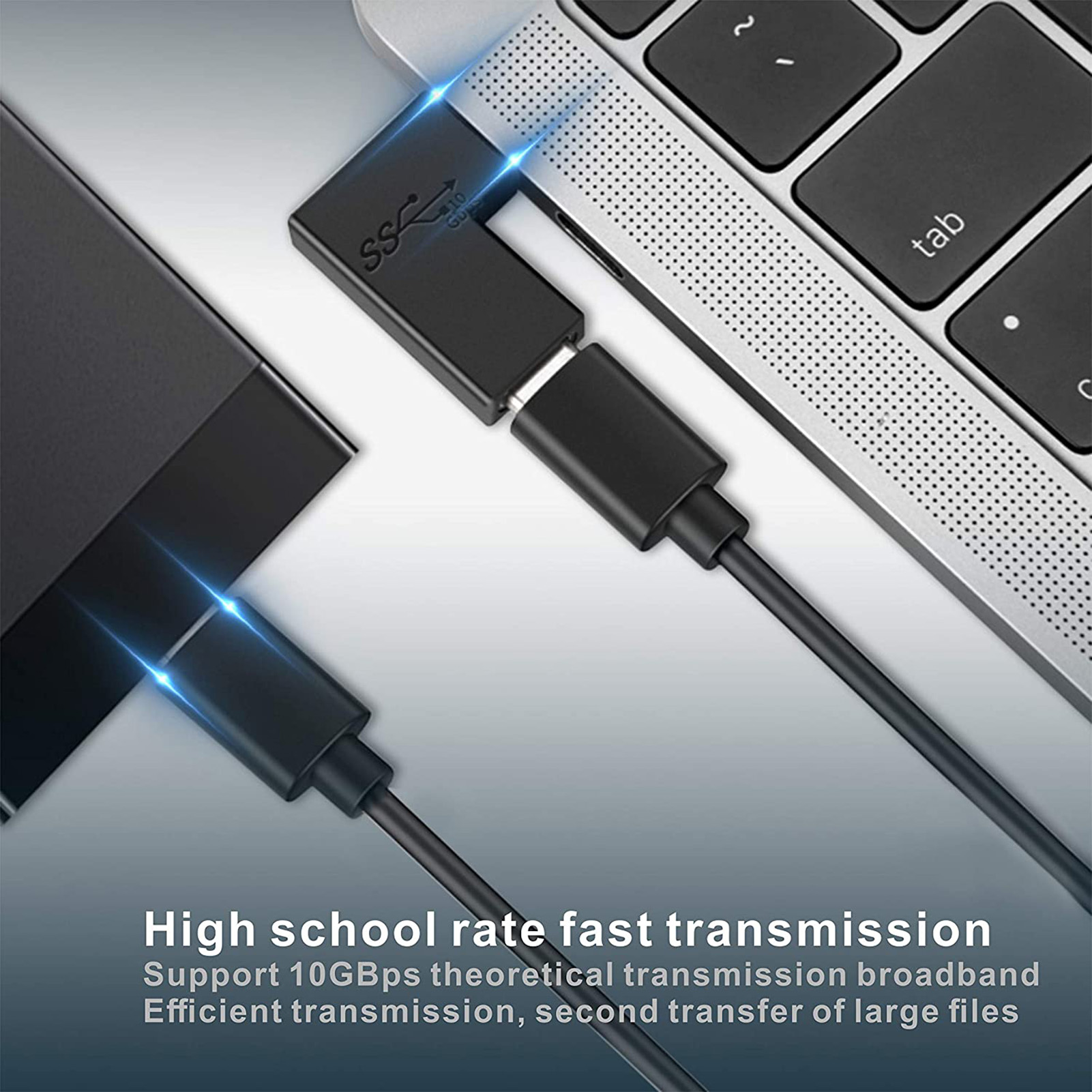 2szt. 10Gbps 90 stopni USB typu C męski na żeński konwerter USB C Adapter do telefonu komórkowego do laptopa Macbook Przenośne złącze