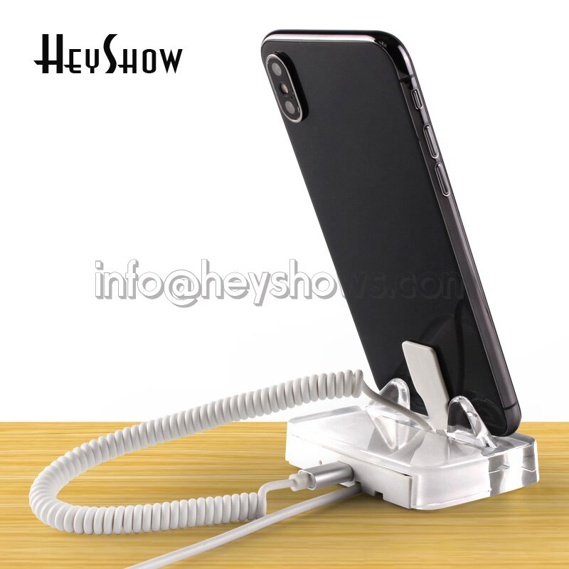 Soporte de sistema de alarma antirrobo para teléfono móvil, Base de pantalla acrílica para teléfono móvil, con función de carga