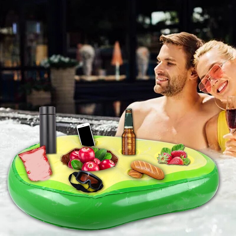 Flotador inflable para bebidas de aguacate, soporte para bebidas, Enfriador de piscina de gran capacidad, barra flotante para servir bebidas, ensalada y fruta