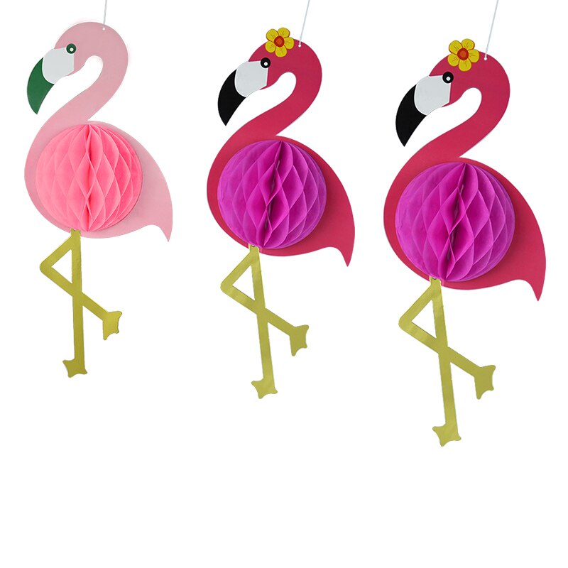 Boule en forme de flamant Rose/Rose rouge, pendentif mural suspendu, guirlandes en papier, décor de fête d&#39;anniversaire et de mariage, 3 pièces: B03