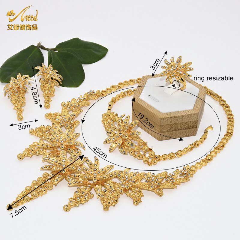 Bridal Jewelery Set Necklace Sets For Women African Earrings Indian Rings Dubai Gold Bracelet Wedding Accessories