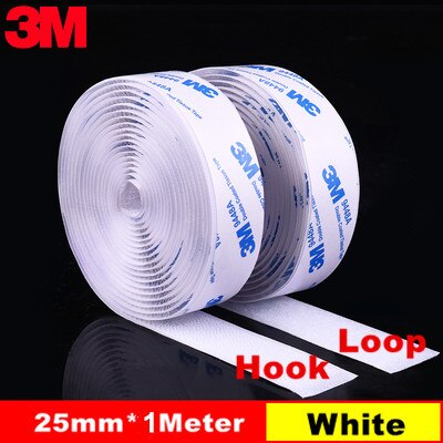 Moq 1M 20/25/30/38/50Mm Sterke Zelfklevende Sluiting Tape Nylon Haken en Loops Sticker Velcroos Lijm 3M Lijm Magie Voor Diy: White 25mmX1M 1Pair