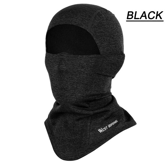 WEST BIKING Winter Sport Cycling Cap Bike Full Face Mask Neck Warmer Men Women Scarf Ski Bicycle Motocycle Fleece Head Cap Hat: Face Mask Black