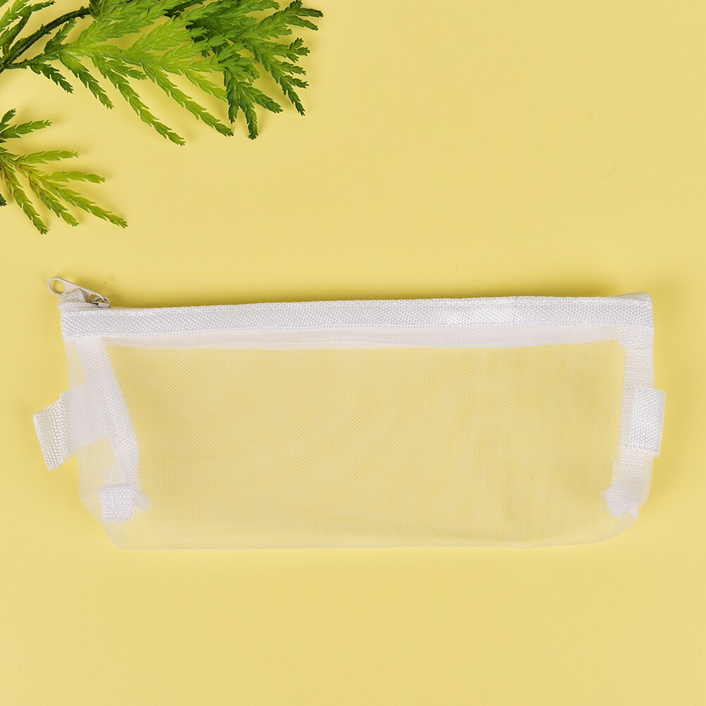 primary and secondary school stationery pencil case pod Casual pen Bag student Zipper pencil Transparent: White S