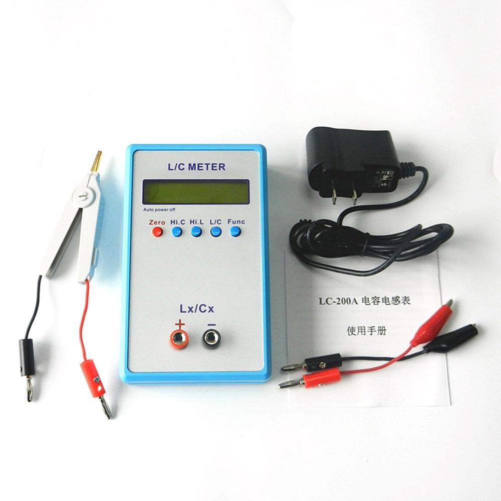 Digital LCD Capacitance LC Meter LC200A Inductive Inductance Tester Inductor Capacitor Table 1pF-100mF 1uH-100H with Test Clip