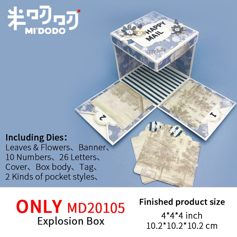 Eksplosionskasse skærematricer til scrapbog matricer hukommelse fotoalbum papirhåndværk midodo 4 tommer kasse metal skærematricer: Md20105