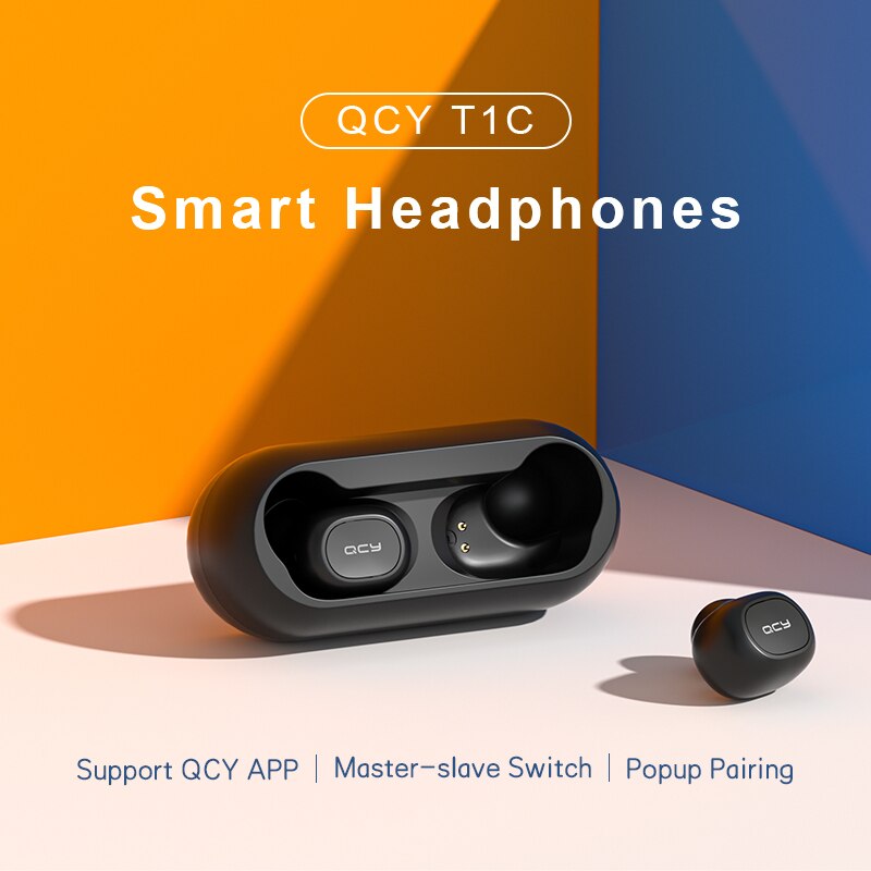 Qcy T1C Wirless Bluetooth Hoofdtelefoon Sport Running In-Oor Eardphones App Maatwerk Met Pop-Up