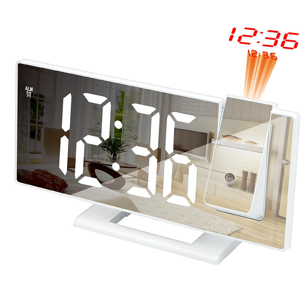 180° LED Projection Digital Alarm Clock for Bedroom Ceiling with USB Phone Charging Dimmer DST Snooze Function for Heavy Sleeper: Base A