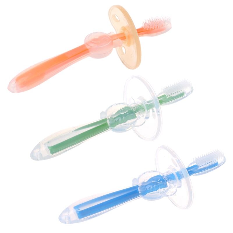 Baby Zachte Chewable Buigbare Bijtring Training Tandenborstel Borstel Voor Zuigelingen Gxmb