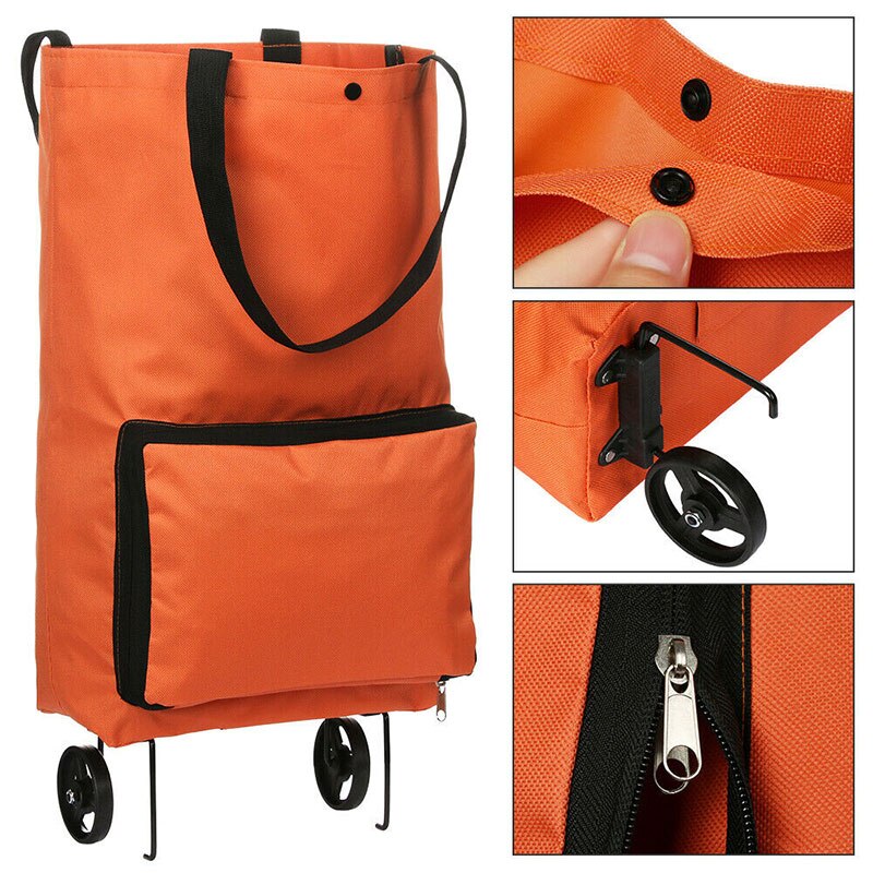 Portable Wheeled Bag High Capacity Supermarket Folding Shopping Bag Trolley Cart Handle Bag Casual Tote Bag Bolsos Sac A Main