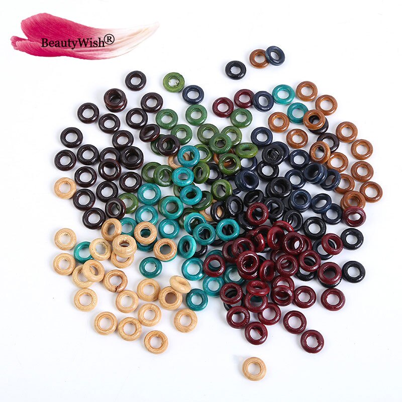 Dreadlock en bois circulaire 20 pièces | Perles en bois pour cheveux, perles de tressage à couleur mixte 5mm, perles pour cheveux