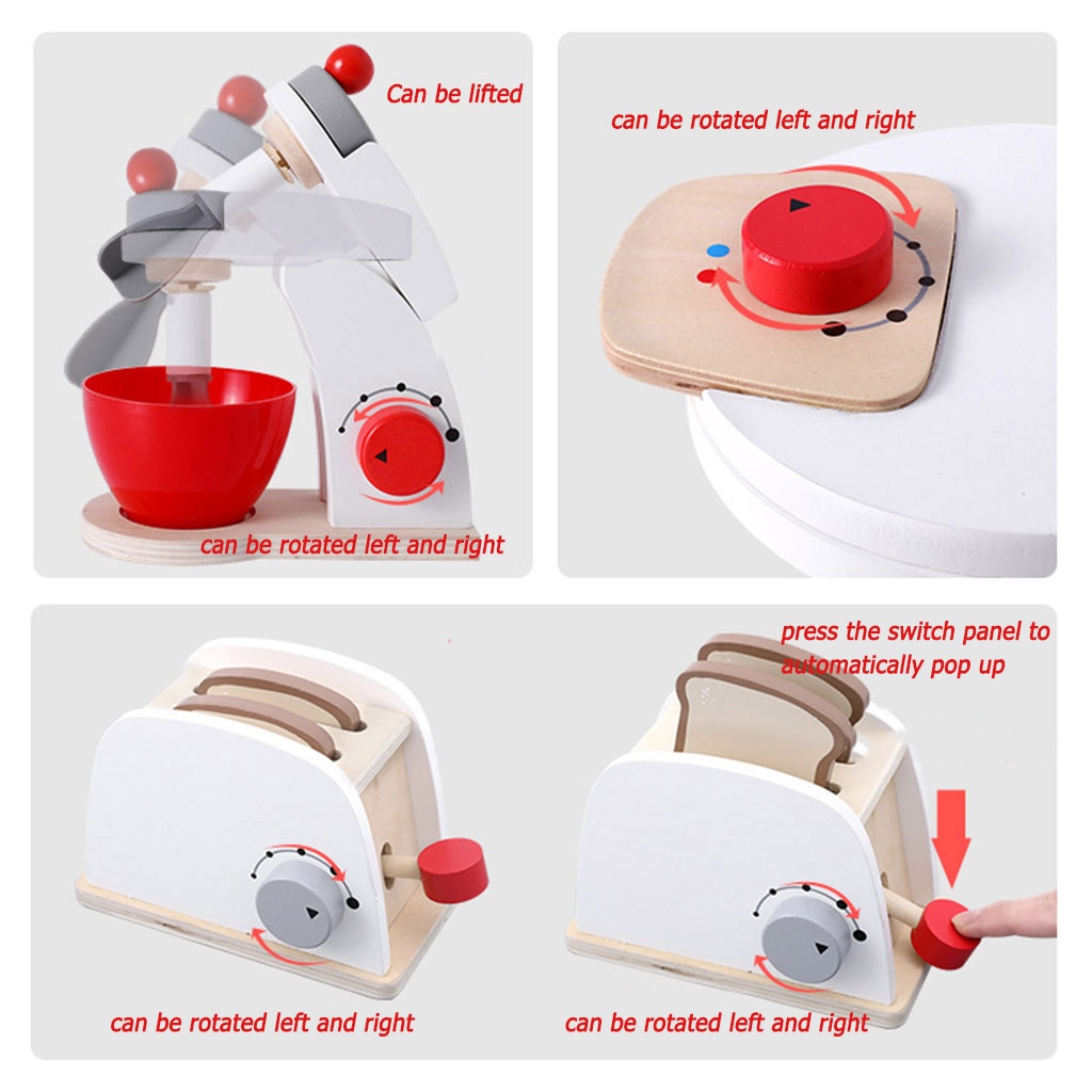 Kids Wooden Pretend Play Sets Pretend Toasters Bread Maker coffee machine game children's toy mixer Kitchen Educational toy