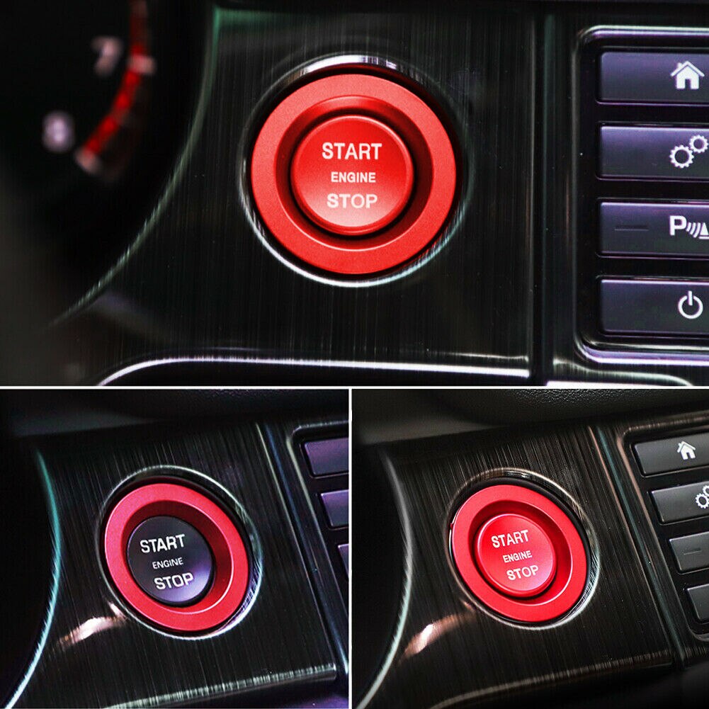 Aluminum Alloy Red Keyless Engine Push Start Button Cover Trim For Land Rover & Jaguar Ignition