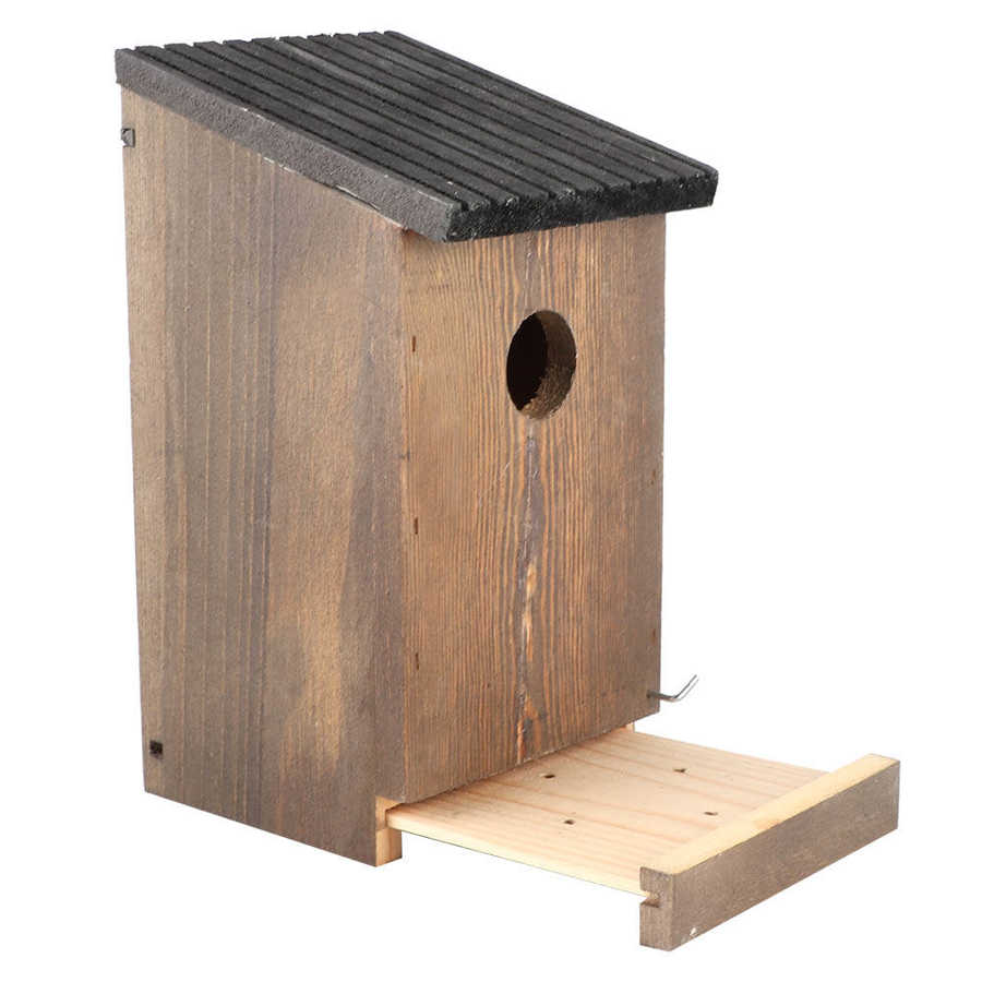 Wood Bird House Garden Hanging Wooden Bird Cage House DIY Breeding Parrots Bird Nesting Box for Outdoor Decoration 12x12x23.5cm