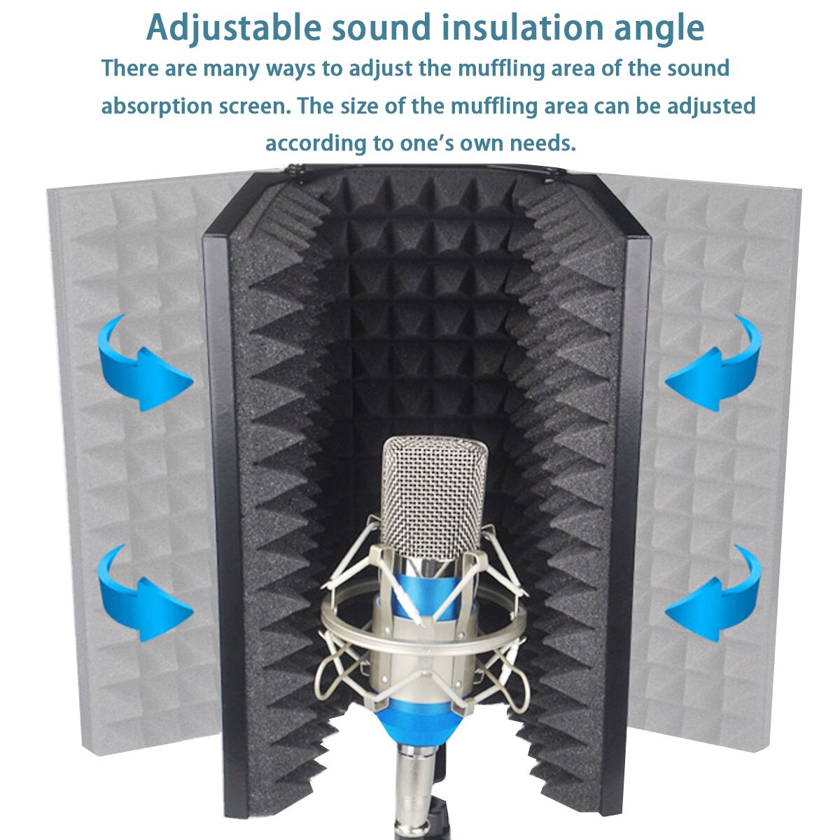 Foldable Adjustable Microphone Acoustic Isolation Shield Alloy Acoustic Foams Panel Studio Recording Microphone Accessories