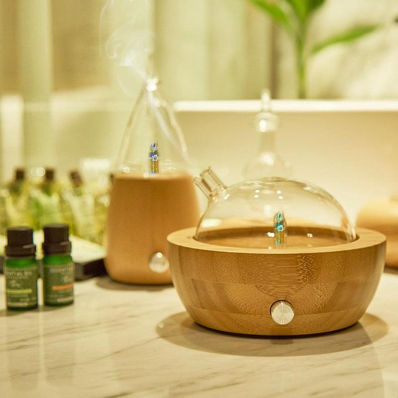 Difusor de aceite esencial nebulizante sin agua para el mejor de oficina, vidrio de colores Led para el hogar, aromaterapia, madera de haya, 25Ml, L0F0