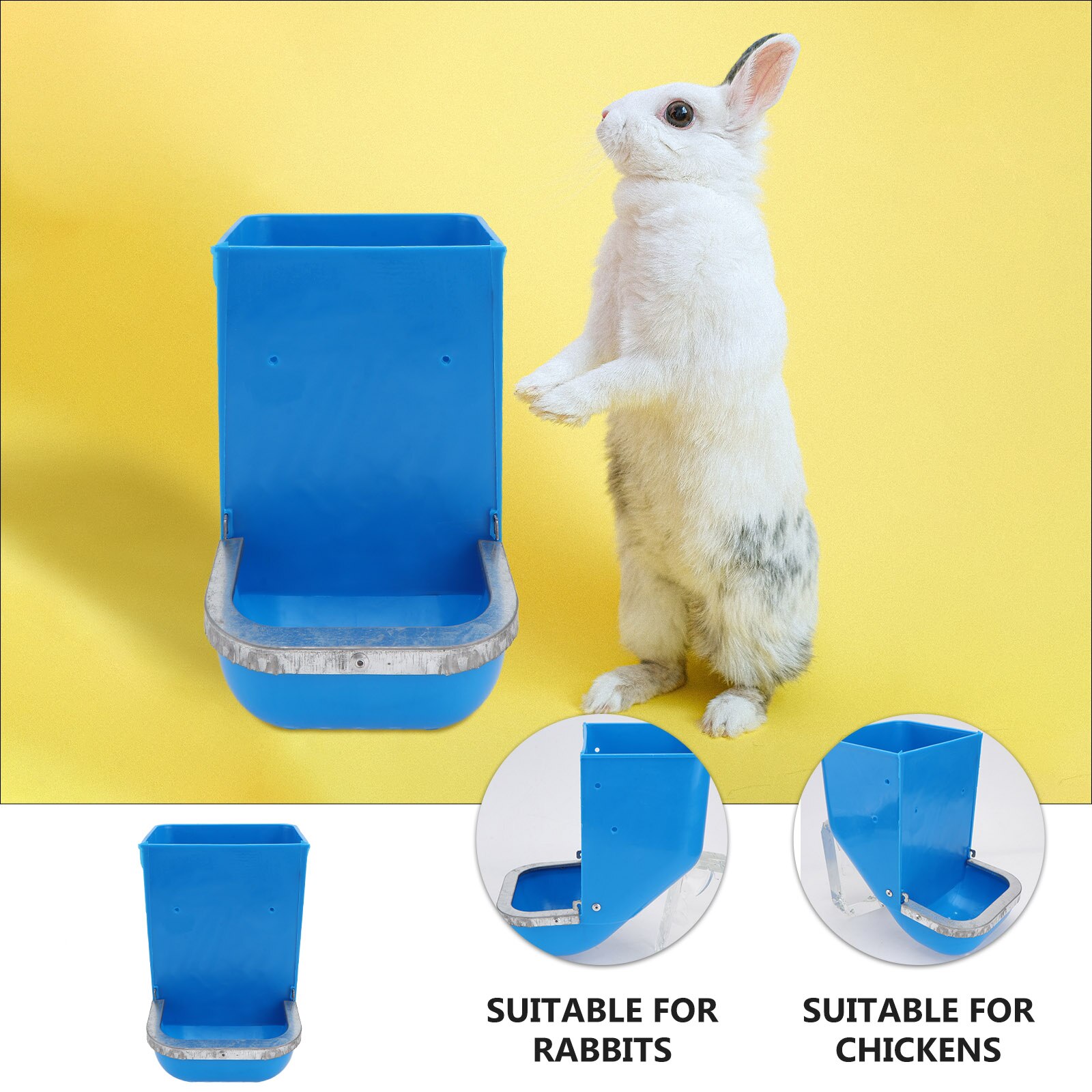 3pcs Rabbit Food Bowl Large Capacity Feeder Poultry Feed Bucket Chicken Feeder Random Color