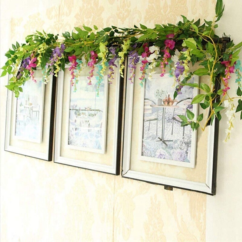 4Pcs 7Ft/Pcs Artificial Wisteria Vine, Flower Garland Wisteria Vine Rattan Hanging Flowers For Outdoor Ceremony,Pink