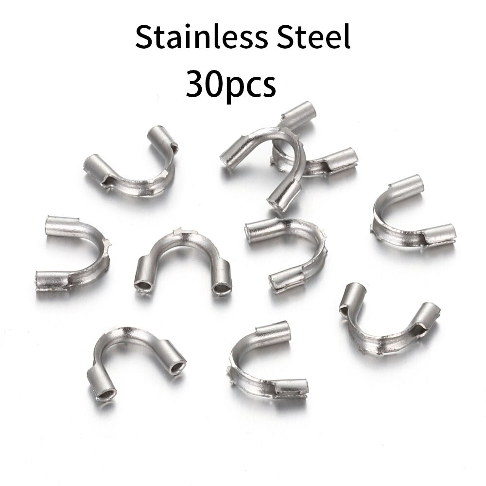 200Pcs/lot Stainless Steel Copper Wire Guard Protectors Loops U Shape Connectors for Jewelry Making DIY Accessories Supplies: Stainless Steel